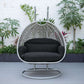 LeisureMod Mendoza Light Grey Wicker Hanging 2 person Egg Swing Chair | Outdoor Porch Swings | Modishstore - 60