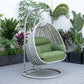 LeisureMod Mendoza Light Grey Wicker Hanging 2 person Egg Swing Chair | Outdoor Porch Swings | Modishstore - 58