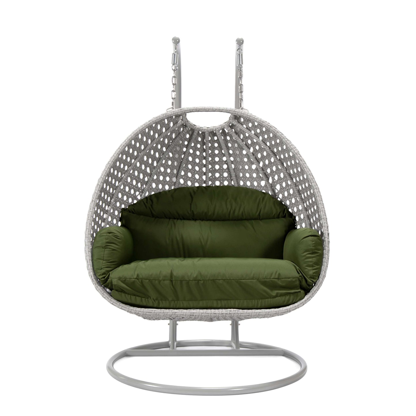 LeisureMod Mendoza Light Grey Wicker Hanging 2 person Egg Swing Chair | Outdoor Porch Swings | Modishstore - 52