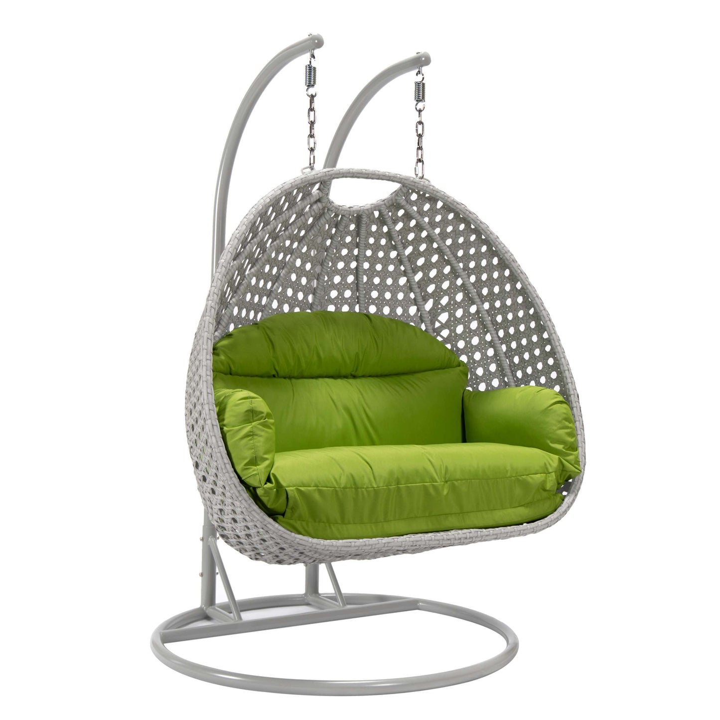 LeisureMod Mendoza Light Grey Wicker Hanging 2 person Egg Swing Chair | Outdoor Porch Swings | Modishstore - 82
