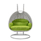 LeisureMod Mendoza Light Grey Wicker Hanging 2 person Egg Swing Chair | Outdoor Porch Swings | Modishstore - 81