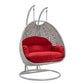 LeisureMod Mendoza Light Grey Wicker Hanging 2 person Egg Swing Chair | Outdoor Porch Swings | Modishstore - 92