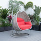 LeisureMod Mendoza Light Grey Wicker Hanging 2 person Egg Swing Chair | Outdoor Porch Swings | Modishstore - 98