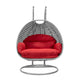 LeisureMod Mendoza Light Grey Wicker Hanging 2 person Egg Swing Chair | Outdoor Porch Swings | Modishstore - 91