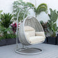 LeisureMod Mendoza Light Grey Wicker Hanging 2 person Egg Swing Chair | Outdoor Porch Swings | Modishstore - 108
