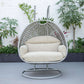 LeisureMod Mendoza Light Grey Wicker Hanging 2 person Egg Swing Chair | Outdoor Porch Swings | Modishstore - 100