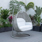 LeisureMod Mendoza Light Grey Wicker Hanging 2 person Egg Swing Chair | Outdoor Porch Swings | Modishstore - 118