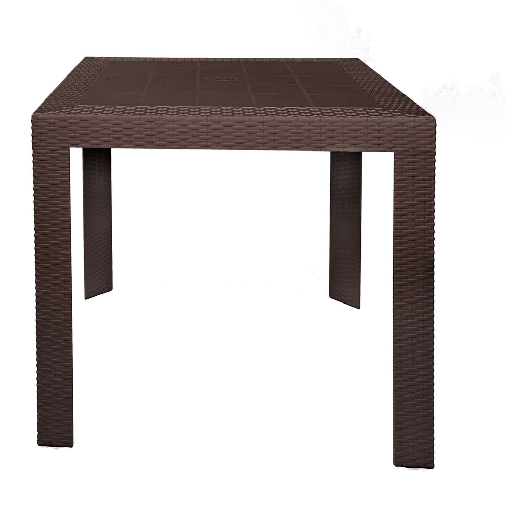 LeisureMod Mace 3-Piece Outdoor Dining Set with Plastic Square Table and 2 Stackable Chairs with Weave Design | Outdoor Dining Sets | Modishstore - 8