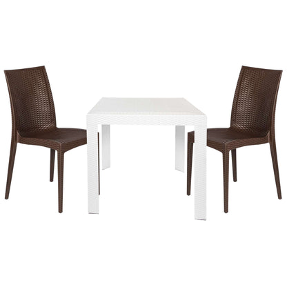 LeisureMod Mace 3-Piece Outdoor Dining Set with Plastic Square Table and 2 Stackable Chairs with Weave Design | Outdoor Dining Sets | Modishstore - 31