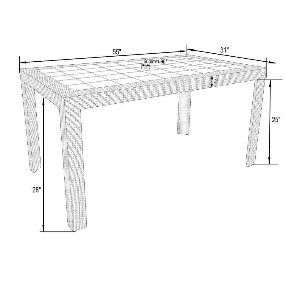 LeisureMod Mace Weave Design Outdoor Dining Table - MT55BL | Dining Tables | Modishstore - 3