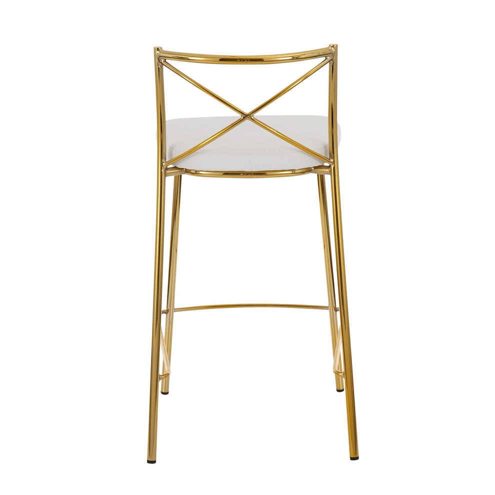 Modern Charlotte Counter Stool - Set of 2 Gold Metal, White PU By LumiSource | Counter Stools | Modishstore - 6