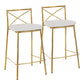Modern Charlotte Counter Stool - Set of 2 Gold Metal, White PU By LumiSource | Counter Stools | Modishstore - 2