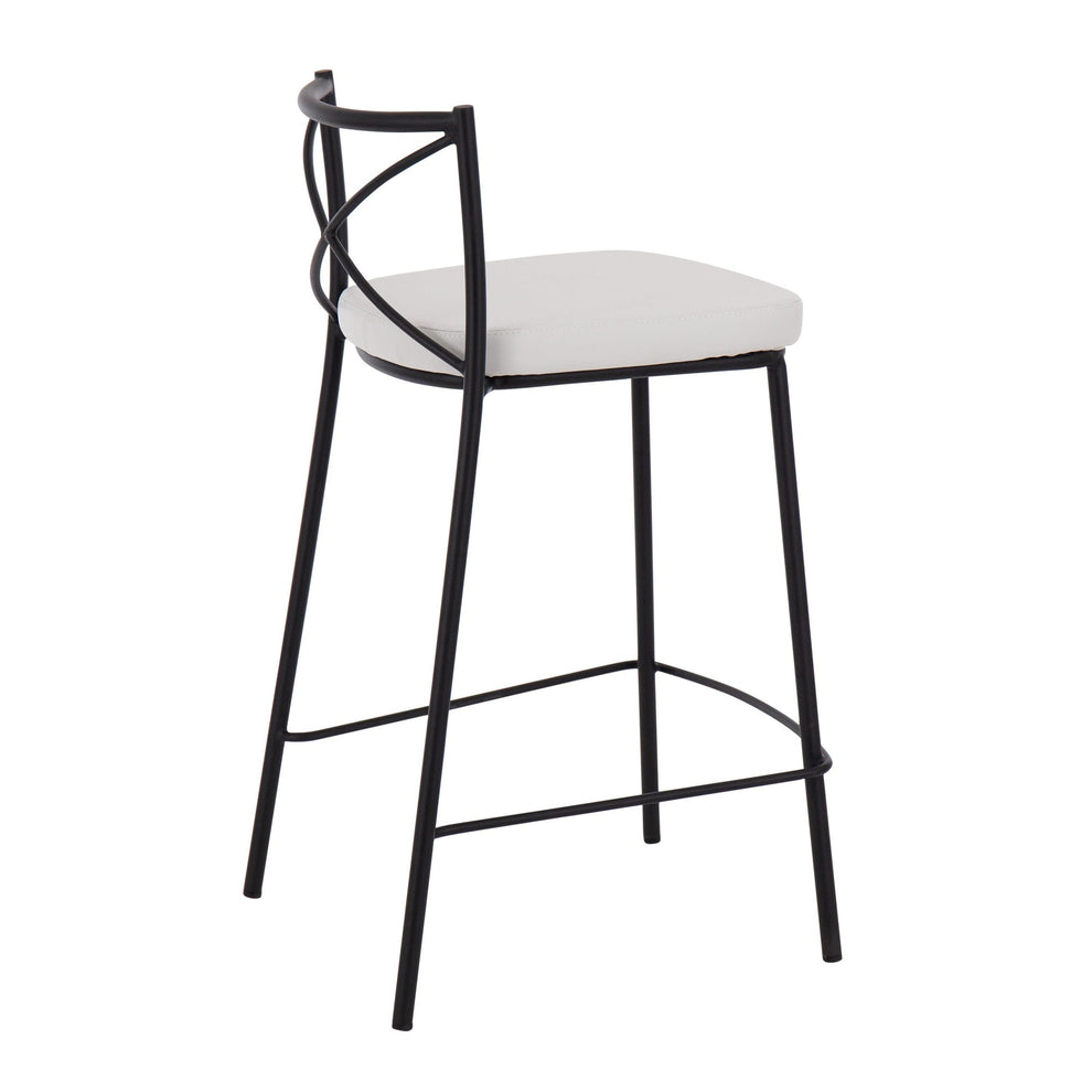 Modern Charlotte Counter Stool - Set of 2 Gold Metal, White PU By LumiSource | Counter Stools | Modishstore - 11