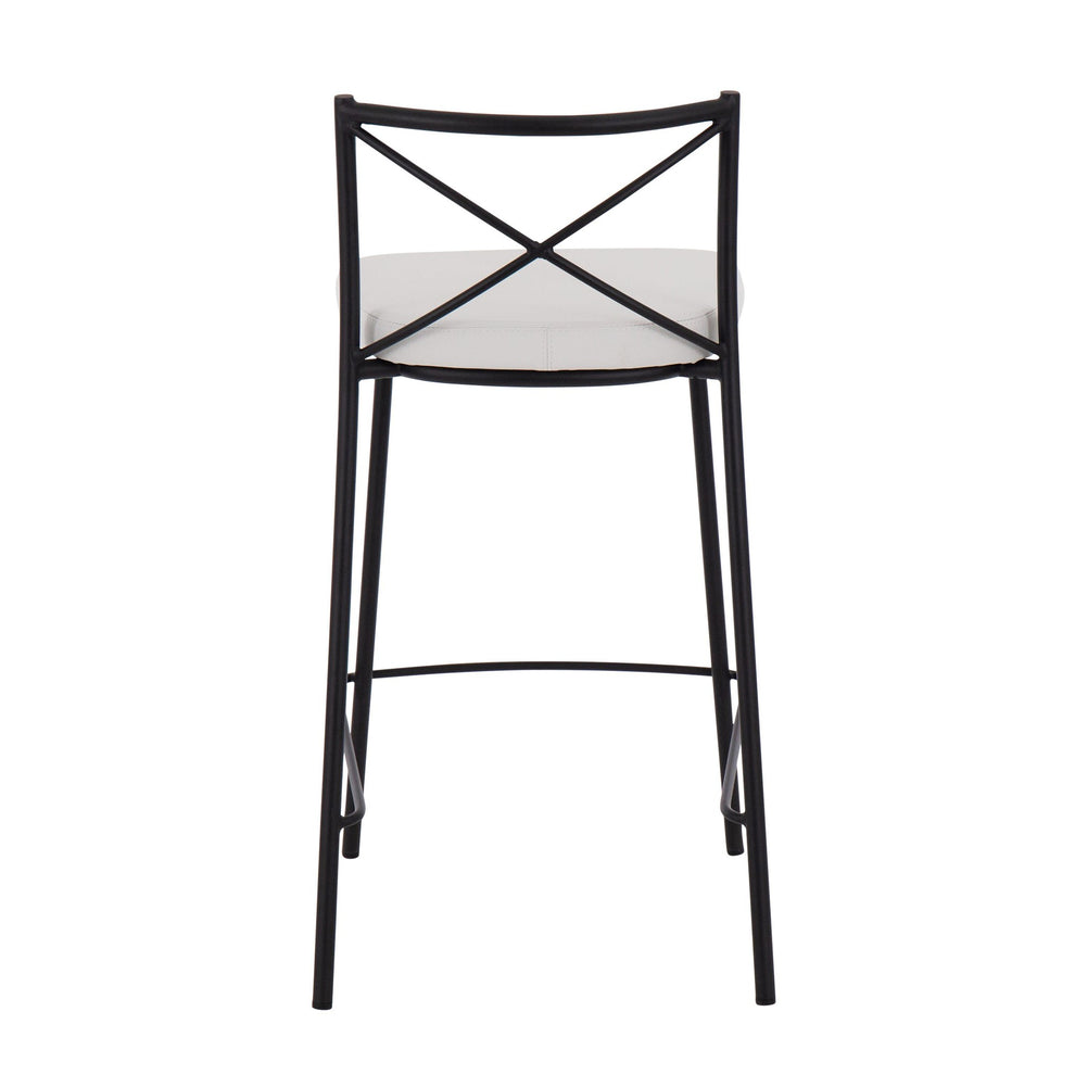 Modern Charlotte Counter Stool - Set of 2 Gold Metal, White PU By LumiSource | Counter Stools | Modishstore - 12