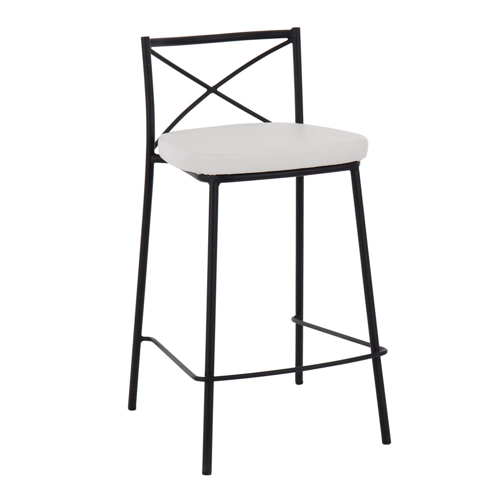 Modern Charlotte Counter Stool - Set of 2 Gold Metal, White PU By LumiSource | Counter Stools | Modishstore - 9