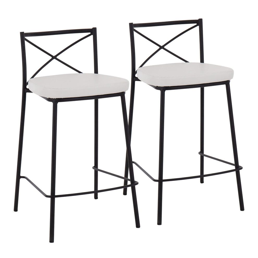 Modern Charlotte Counter Stool - Set of 2 Gold Metal, White PU By LumiSource | Counter Stools | Modishstore - 8
