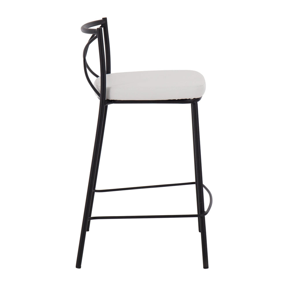 Modern Charlotte Counter Stool - Set of 2 Gold Metal, White PU By LumiSource | Counter Stools | Modishstore - 10