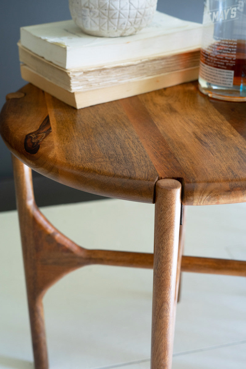 Round Mango Wood Accent Table By Kalalou | Accent Tables | Modishstore - 3
