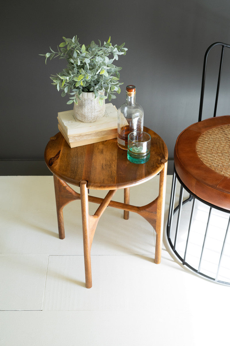 Round Mango Wood Accent Table By Kalalou | Accent Tables | Modishstore - 2