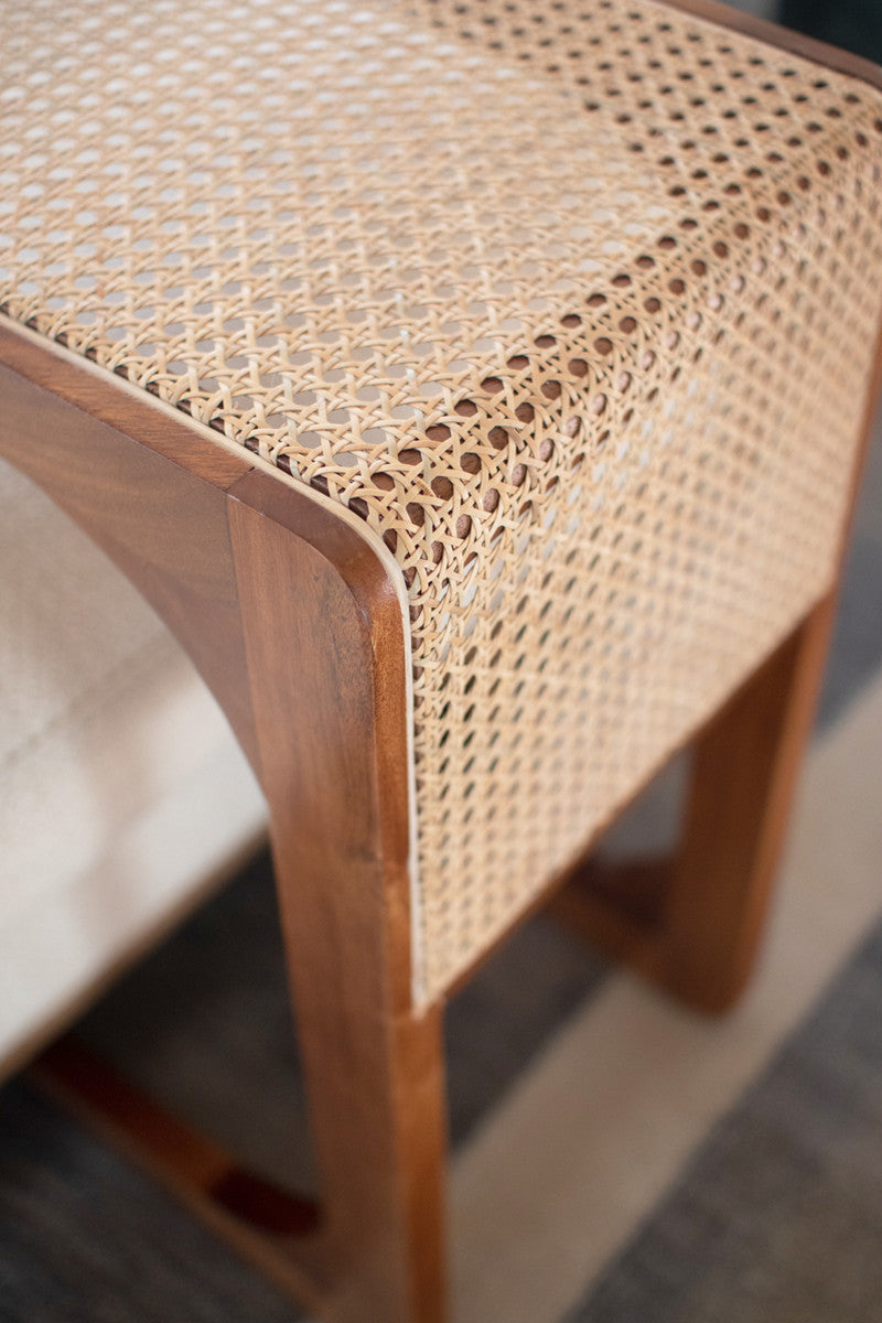 Wood Side Table With Woven Cane Detail By Kalalou | Side Tables | Modishstore - 4