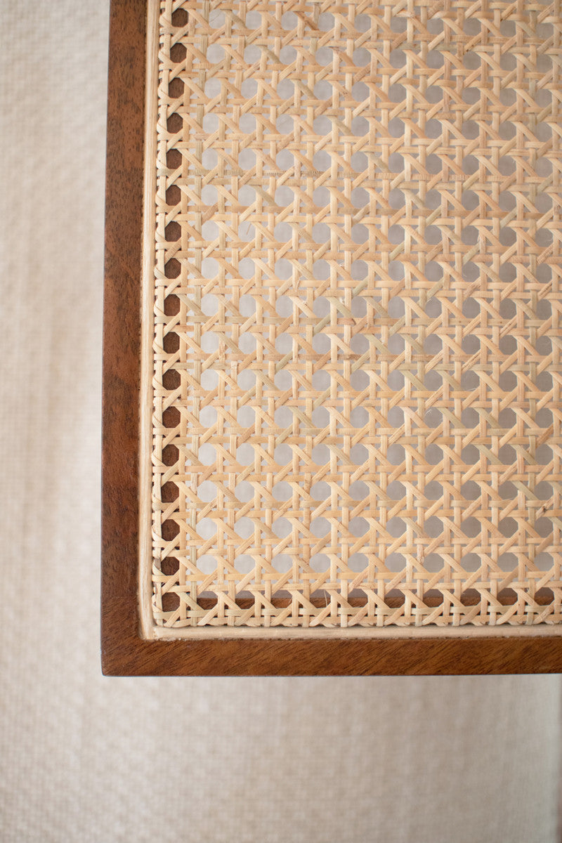 Wood Side Table With Woven Cane Detail By Kalalou | Side Tables | Modishstore - 3