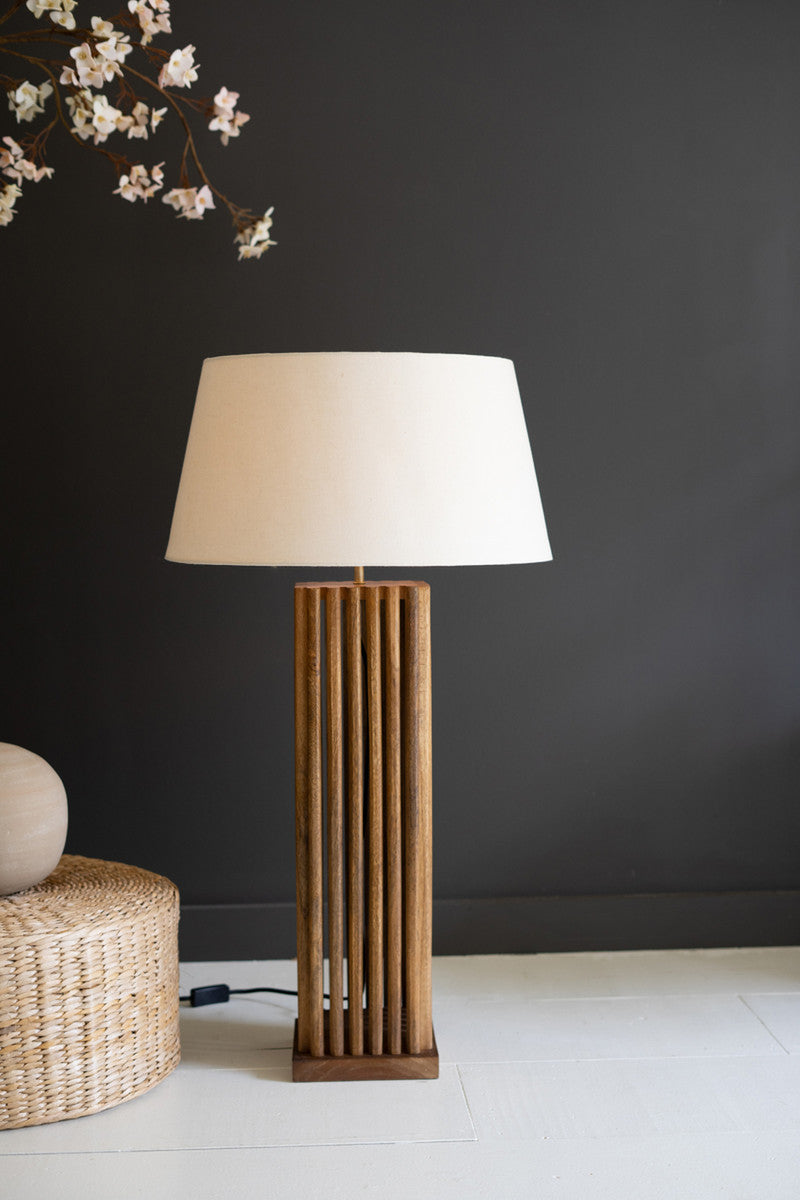 Wooden Spindles Table Lamp Base W Fabric Lamp Shade By Kalalou | Floor Lamps | Modishstore