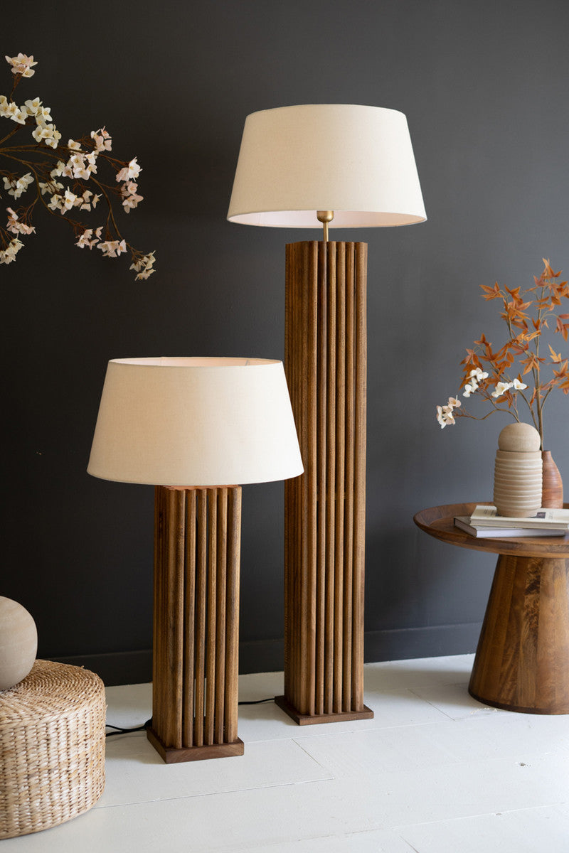 Wooden Spindles Table Lamp Base W Fabric Lamp Shade By Kalalou | Floor Lamps | Modishstore - 3