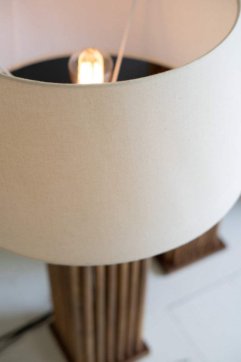 Wooden Spindles Table Lamp Base W Fabric Lamp Shade By Kalalou | Floor Lamps | Modishstore - 2