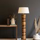Wooden Column Floor Lamp Base W Fabric Lamp Shade By Kalalou | Floor Lamps | Modishstore