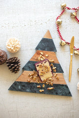 Green Marble And Acacia Wood Christmas Tree Cutting Board By Kalalou