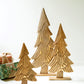 Set Of Three Carved Wooden Christmas Trees On Bases By Kalalou