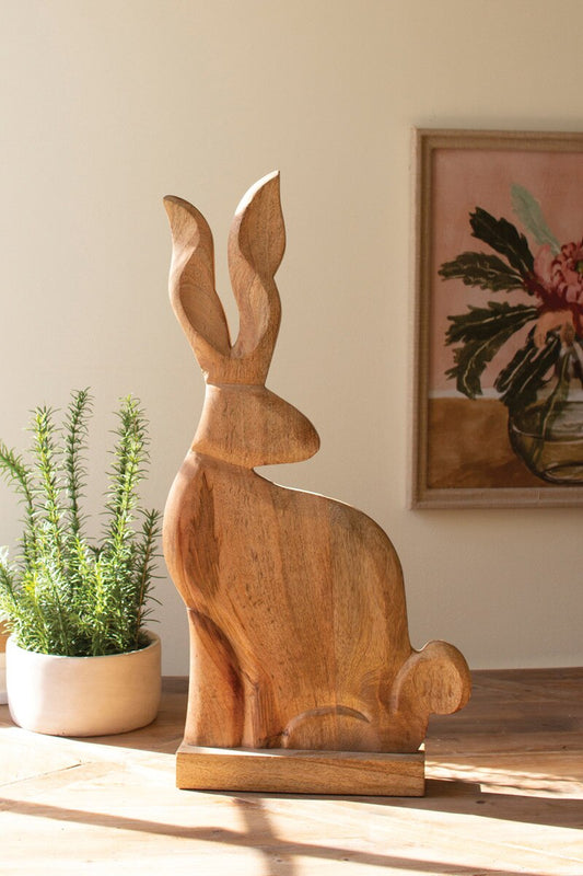 Tall Carved Wooden Rabbit On A Base By Kalalou
