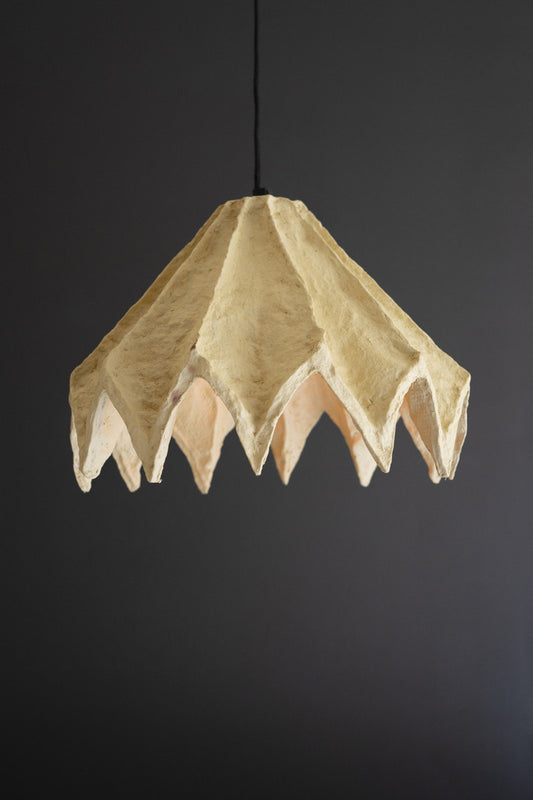 Folded Paper Mache Pendant Light - Natural By Kalalou | Pendant Lamps | Modishstore