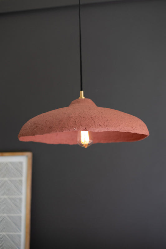 Dome Paper Mache Pendant Light - Rust By Kalalou | Pendant Lamps | Modishstore