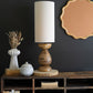Mango Wood Table Lamp Base W Fabric Cylinder Lampshade By Kalalou | Table Lamps | Modishstore