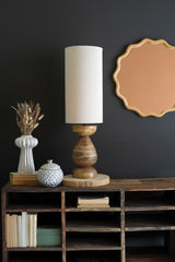Mango Wood Table Lamp Base W Fabric Cylinder Lampshade By Kalalou