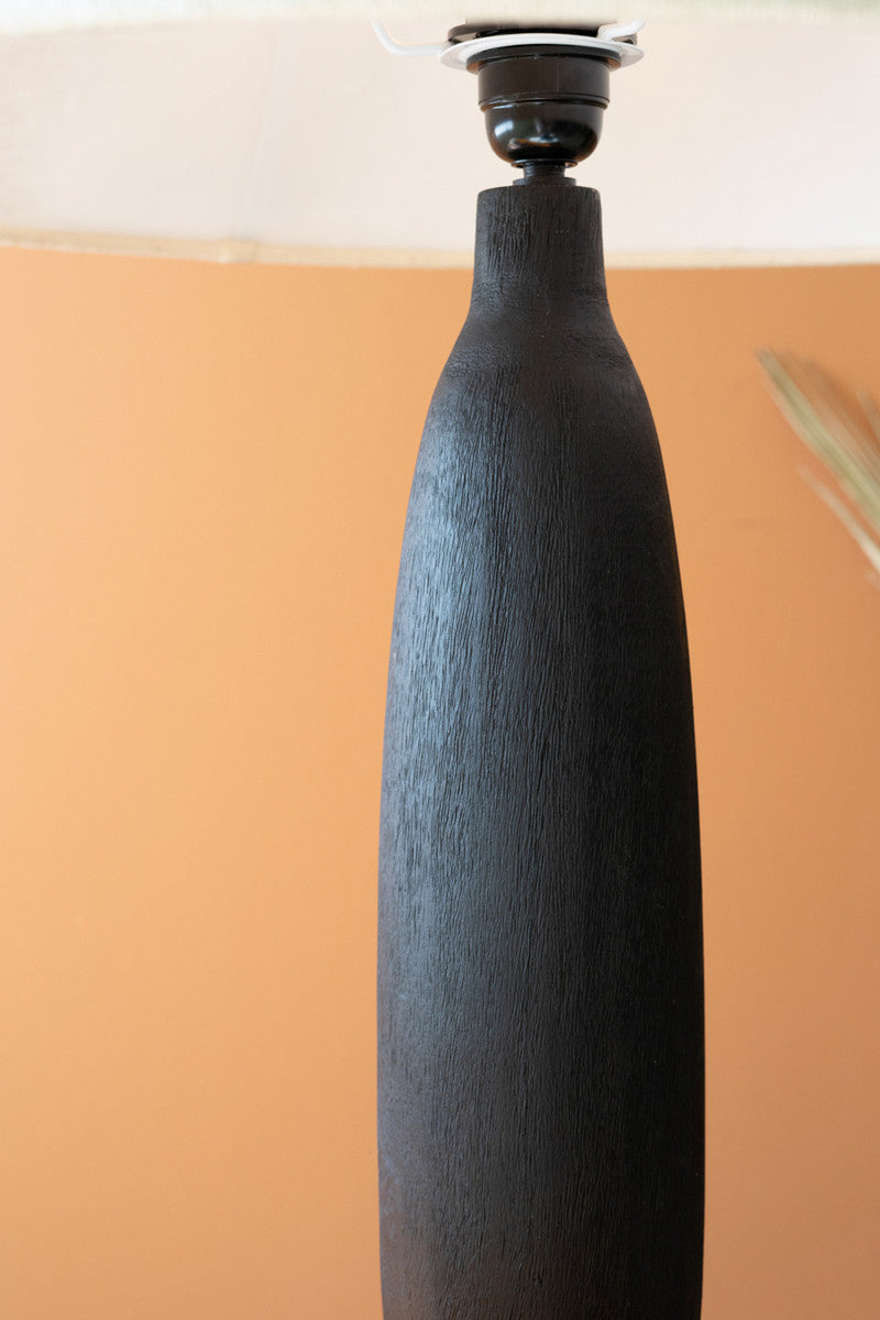 Black Mango Wood Table Lamp Base W Fabric Lampshade By Kalalou | Table Lamps | Modishstore - 2