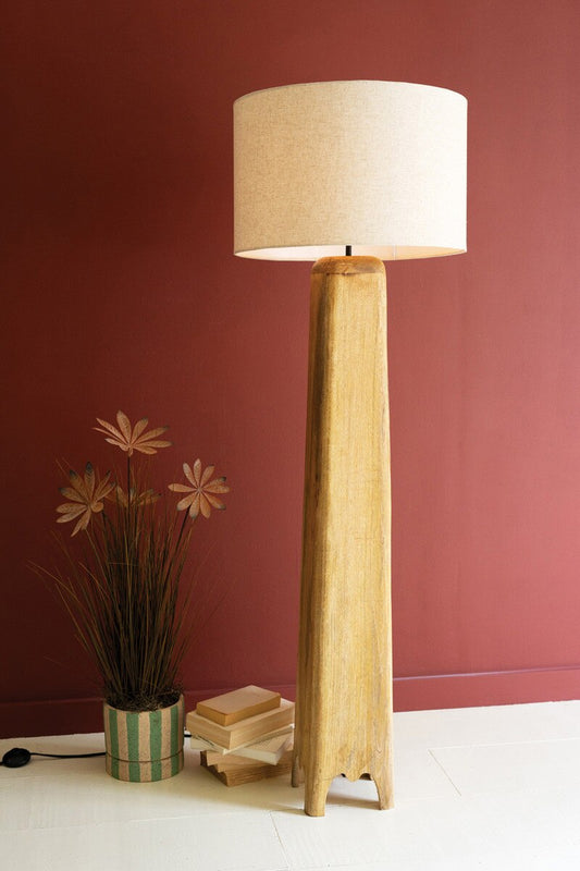 Wooden Floor Lamp  With Fabric Shade By Kalalou