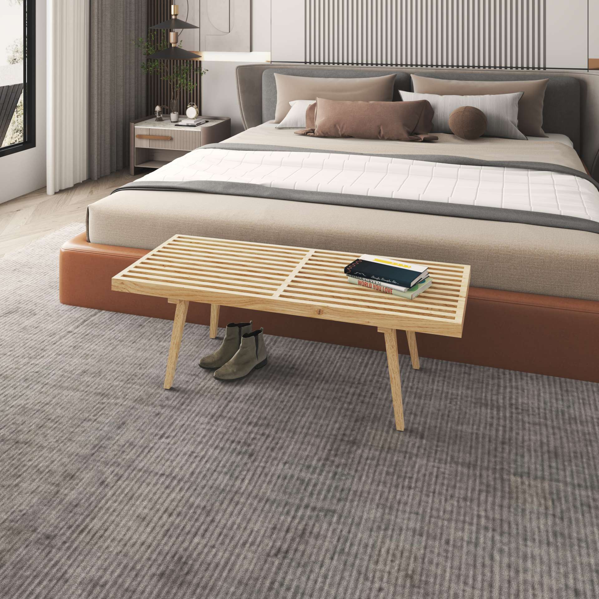 LeisureMod Mid-Century Inwood Platform Bench - 4 Feet | Benches | Modishstore - 9