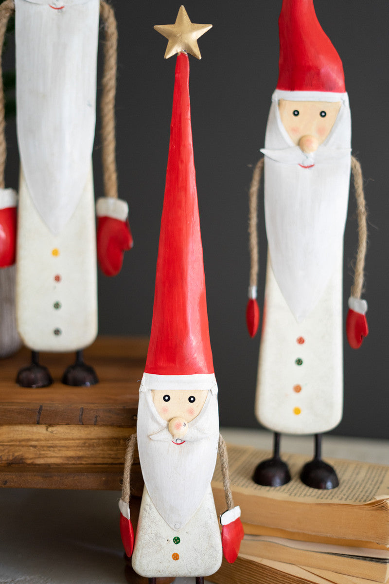 Painted Metal And Wood Santas Set Of 3 By Kalalou | Ornaments | Modishstore