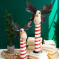 Set 2 Recycled Iron Moose W Red & Whte Painted Wood Bases By Kalalou | Figurines | Modishstore