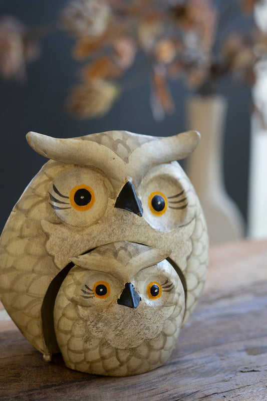 Painted Metal Owls (Min 2) Set Of 2 By Kalalou | Animals & Pets | Modishstore