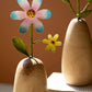 Painted Metal Flowers With Wooden Bases Set Of 3 By Kalalou | Planters, Troughs & Cachepots | Modishstore - 2