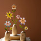 Painted Metal Flowers With Wooden Bases Set Of 3 By Kalalou | Planters, Troughs & Cachepots | Modishstore