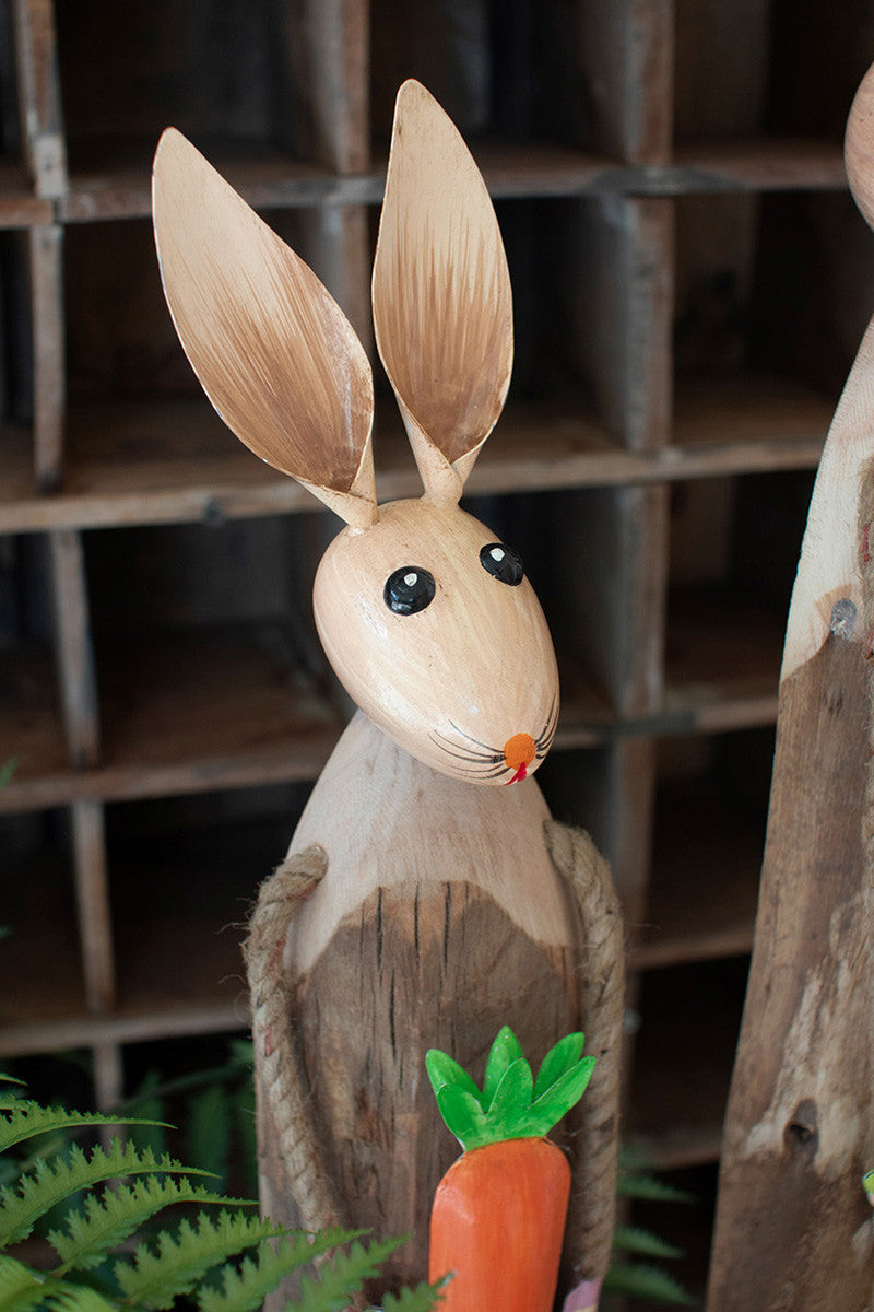 Painted Metal And Wood Easter Rabbits Set Of 2 By Kalalou | Animals & Pets | Modishstore - 2