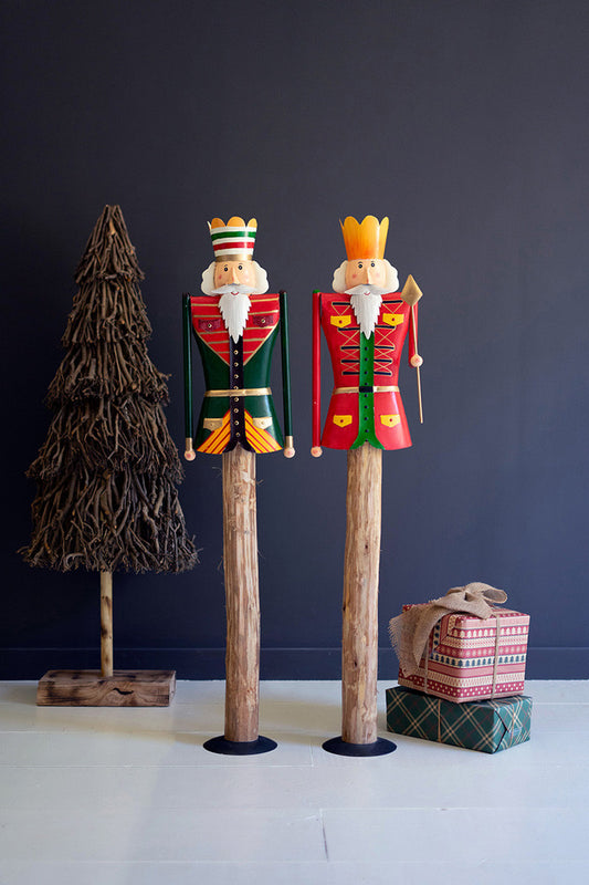 Painted Metal And Wood Nutcrackers Set Of 2 By Kalalou | Figurines | Modishstore