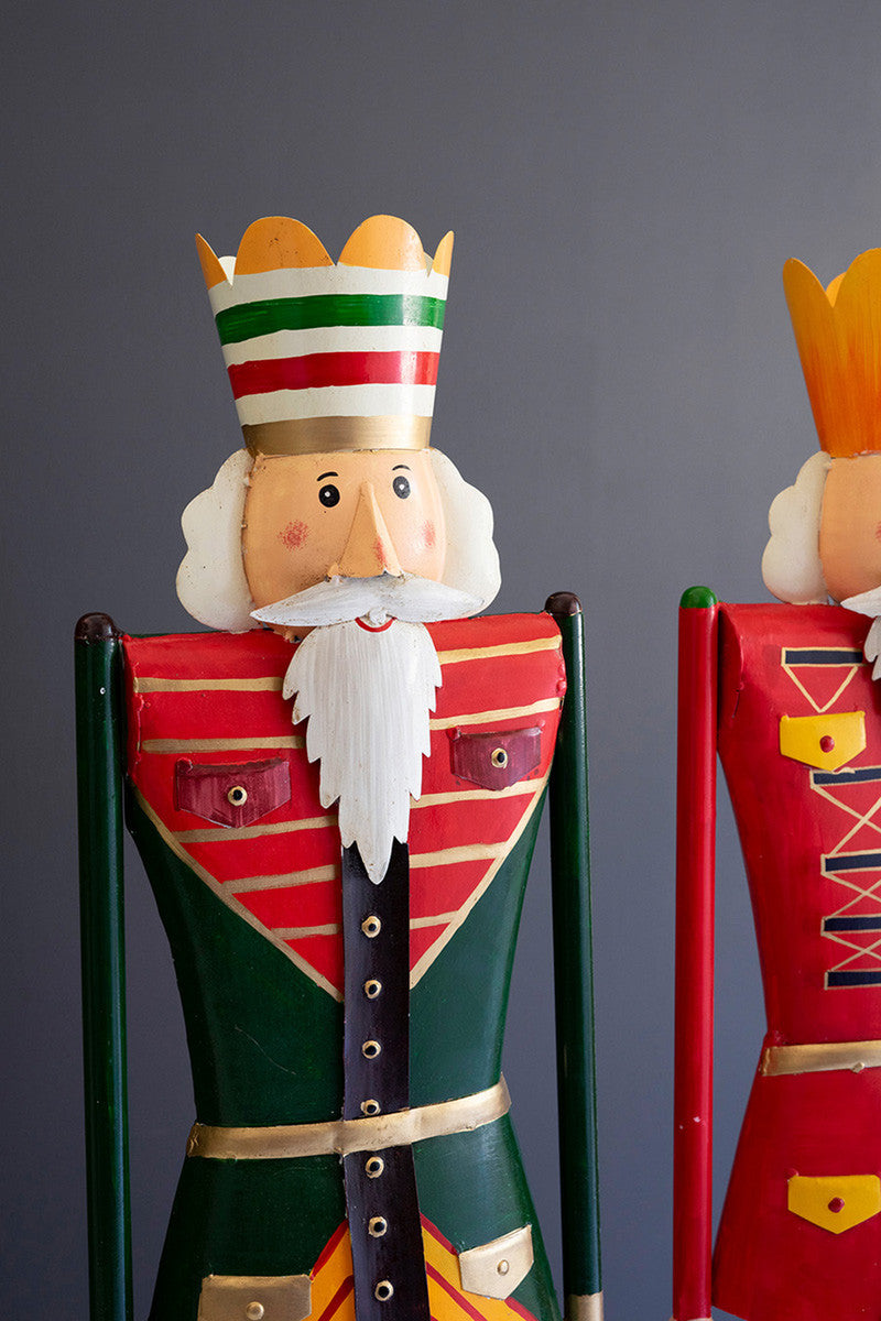 Painted Metal And Wood Nutcrackers Set Of 2 By Kalalou | Figurines | Modishstore - 2