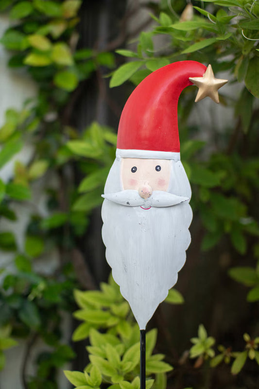 Painted Metal Santa Garden Stake By Kalalou
