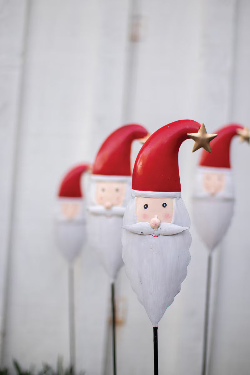 Painted Metal Santa Garden Stake By Kalalou