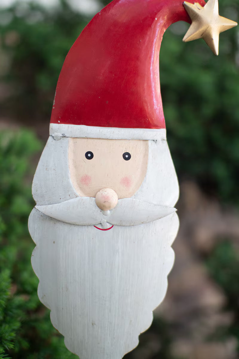 Painted Metal Santa Garden Stake By Kalalou